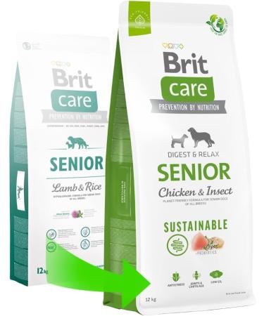 Brit Care Dog Sustainable Senior Chicken & Insect Dry Dog Food 12 kg - Buy Online on GoSupps.com