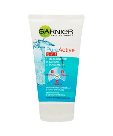Garnier - Pure Active 3 in 1 - Gel Detergente Scrub Anti Imperfezioni 150 ml