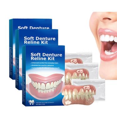 Silicone Denture Liner Kit Soft Silicone Denture Liner Kit Unisex Silicone Denture Liner Kit Easy to Use Silicone Denture Liner Kit (3 Set)