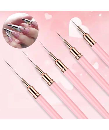 WLLHYF 5Pcs Pink Nail Art Liner Brushes Painting Nail Art Brushes for Long Lines Details Fine Drawing Nail Dotting Drawing Tool Set 7mm/9mm/11mm/15mm/25mm(Pink - Buy Online on GoSupps.com