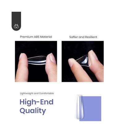 Beetles Gel Tips Refill Pack 200pcs Coffin Long Shape | Clear Pre-shaped Full Cover False Nails | Easy Nail Extensions for Acrylic & Press On | Fast DIY Nail Art with UV LED Lamp - Buy Online on GoSupps.com