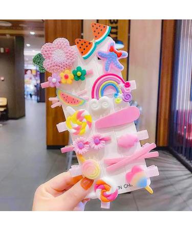 Tianyis 14 pieces girl hair accessories set children sweet hair clips cartoon girls hair clip set baby girl colored flowers and rainbow hair clips for girls (style 1)
