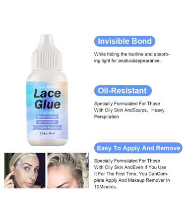 Lace Wig Glue 02 - Fast Acting Strong Hold Adhesive for Wigs, Waterproof & Latex-Free - 38ml - Buy Online on GoSupps.com