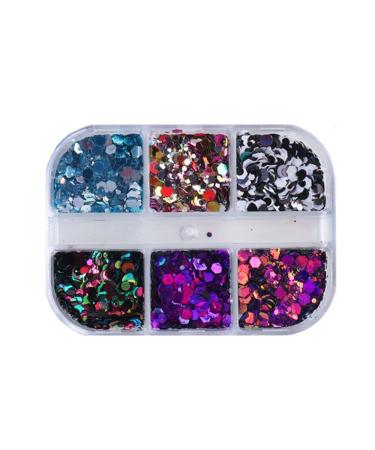 Winter Style Hexagon Irregular Spangles Holographic Black White Colorful Glitter Flakes Nails Sequins(02) Style02