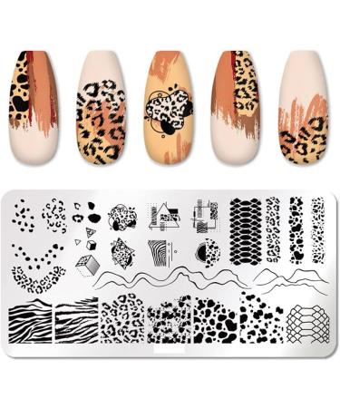 Snake Leopard Print Animal Nail Stamping Plates | Geometric Flowers & Cow Designs | Stencil Stamp Tool for Cow Print Nails - J054 - Buy Online on GoSupps.com