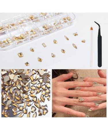 2680 Pcs Champagne Gold Rhinestones Nail Gems for Nail Art Glass Crystals Nail Rhinestones Shiny Assorted Shape Flatback Face Gems with Rhinestones Picker and Tweezers Nail Art Tools - Buy Online on GoSupps.com