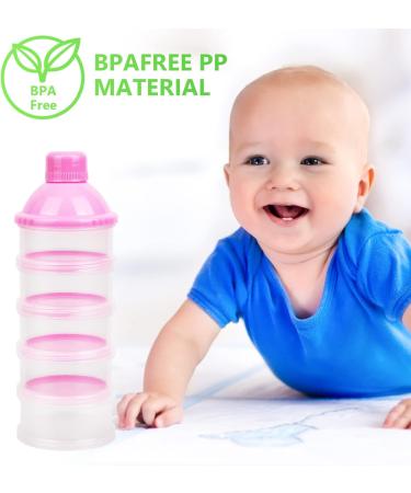 Vicloon Infant Milk Powder Dispenser - Portable 5-Layer Container for Kids - Stackable Snack Storage in Pink - Buy Online on GoSupps.com