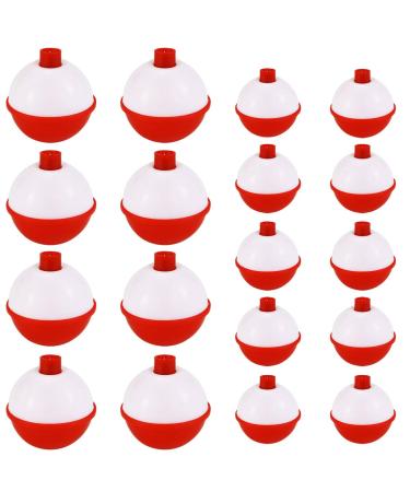 Owevvin 50 Pack Bobber Bulk Hard ABS Fishing Float 1 and 1.5 Inch Fishing Bobbers Snap-on Floats Red and White