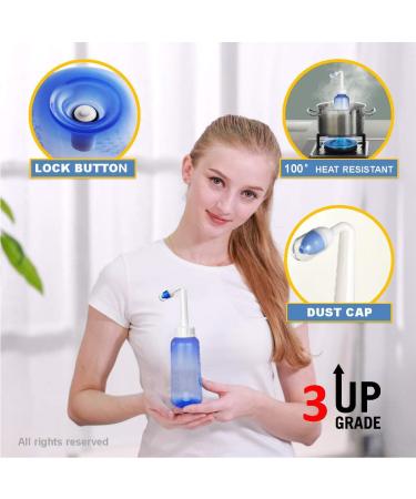 Neti Pot Sinus Rinse Kit with 40 Packets + Nasal Salt Sprayer - 300ml Nasal Rinse for Adults & Kids - Blue - 48 Count - Buy Online on GoSupps.com