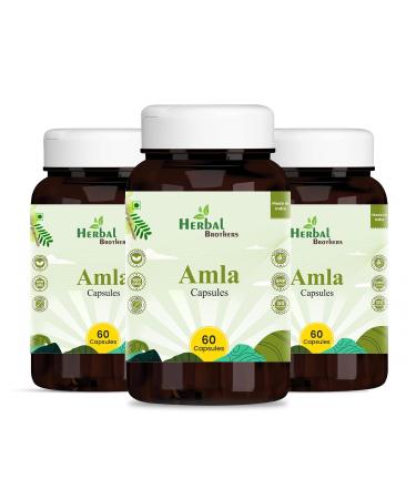 HERBAL BROTHERS Amla Capsules Pure Herbs Used Rich in Vitamin C 60 Veg Capsules Pack of 3