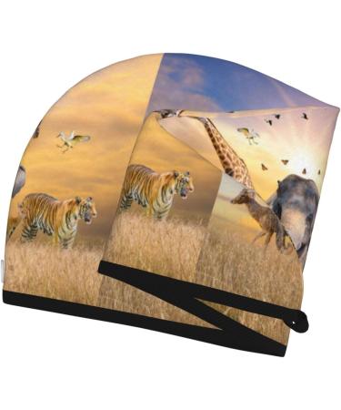 Hair Towel Wrap for Quick Drying - Buttoned Turban & Head Towel | Wildlife Protection | International Shipping - Buy Online on GoSupps.com