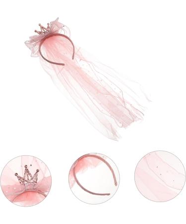 minkissy Headband Hair Wreath Princess Mesh Princess Crown Bow Veil Hair Bobbles Birthday For Girls Veil Princess Hairpiece Fabric Pink Sequins Crown 47x12cm Pink - Buy Online on GoSupps.com