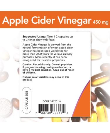 Now Foods Apple Cider Vinegar 450mg 180 Capsules x3 (540 Total) - Buy Online on GoSupps.com