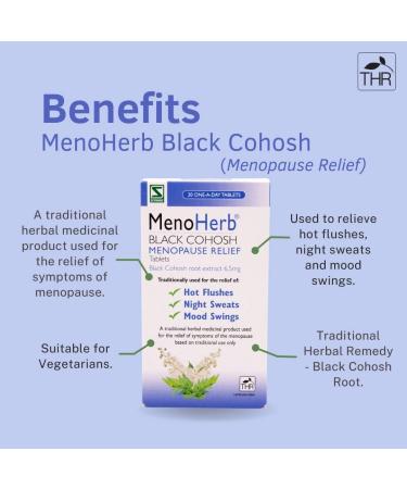 Schwabe Pharma - MenoHerb - Menopause Relief - Black Cohosh Root Extract 6.5mg - Traditionally Used for Hot Flushes Night Sweats and Mood Swings - 30 Tablets - Buy Online on GoSupps.com