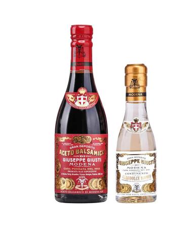 Giusti Set Giusti Balsamic Vinegar of Modena IGP 3 Gold Medals "Riccardo Giusti" 250ml and White Condiment 100ml