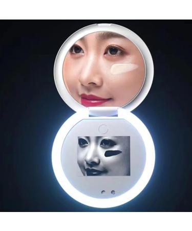 Compact & Portable UV Mirror Sunscreen Testing Mirror Travel Makeup Mirror with UV Camera Rechargeable Handheld Double-Sided Pocket Mirror with Soft Light for Skin Protection - Buy Online on GoSupps.com