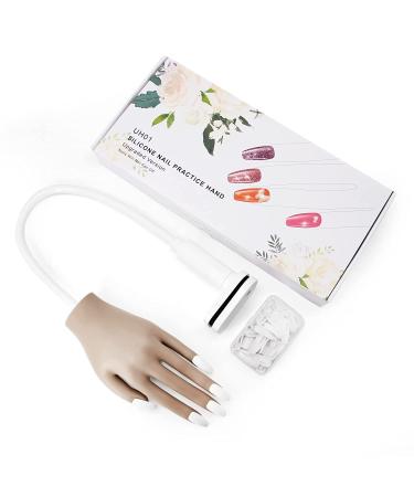 Silicone Nail Practice Hand with Aluminum Alloy Bracket - Flexible & Durable for Acrylic Nails - Brown - Buy Online on GoSupps.com