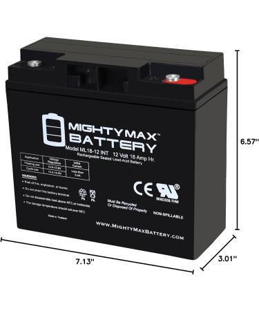 Mighty Max Battery 12V 18AH SLA - DJW12-18 Replacement for Global Shipping - Buy Online on GoSupps.com