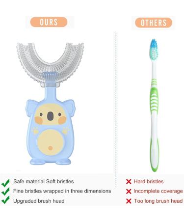 Children's U-Shaped Toothbrush Set - 2-Pack 360 Silicone Brush for Ages 2-4 (Purple & Green) | International Shipping - Buy Online on GoSupps.com