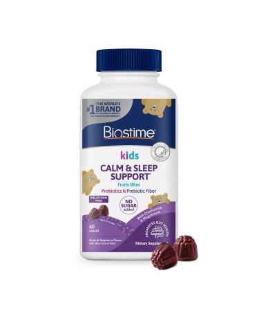Biostime Kids Sleep Fruity Bites (Ages 4+) | Includes Probiotics| Calm magnesium gummies for kids | Melatonin Free calm gummies for Sleep aid | No added sugar | 60 Count Calm & Sleep