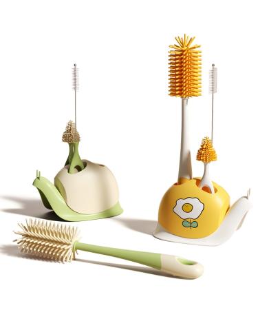 Bebamour silicone baby bottle brushes for the bottle cleaning Schnuller cleaning brush with storage stand scratch-resistant cleaning brushes for straws (green snail) - Buy Online on GoSupps.com