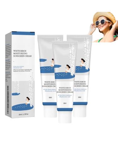 VUIPAJQC Birch Juice Moisturizing Sun Cream, Anti-UV Sun Protection SPF 50+, Strong UV Protection, Water-Resistant and Non-Greasy