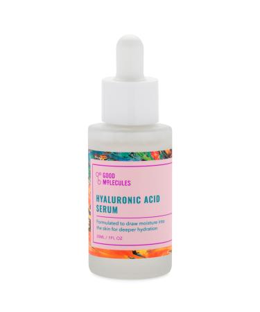 Good Molecules Hyaluronic Acid Serum 30ml - Deep Hydration for Dry Skin, Non-greasy Formula to Moisturize, Plump, Firm, and Smooth for Youthful Skin - 10% HA, Water-Based, Fragrance-Free, Cruelty-Free 1 Fl Oz (Pack of 1)