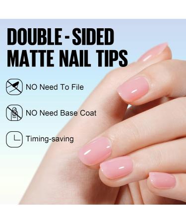 TOMICCA Extra Short Oval Nail Tips 180PCS Pink Soft Gel Nails - 3 in 1 Base Coat Coverage - Matte Full Coverage Nail Tips for Nail Art Extensions - Buy Online on GoSupps.com