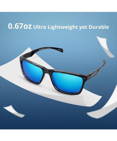 KastKing FlatRock Polarized Sport Sunglasses - Ideal for Driving, Fishing, Cycling, Running - UV Protection - Glossy Gray Frame with Smoke Blue Ocean Mirror Lens - Buy Online on GoSupps.com