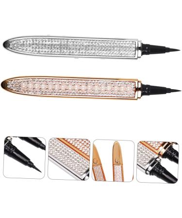 VINTORKY 2pcs Diamond Eyeliner Liquid Eye Liner Eyeliner Liquid Pen Lash Accessories Rose Gold Plated Assorted Color - Buy Online on GoSupps.com