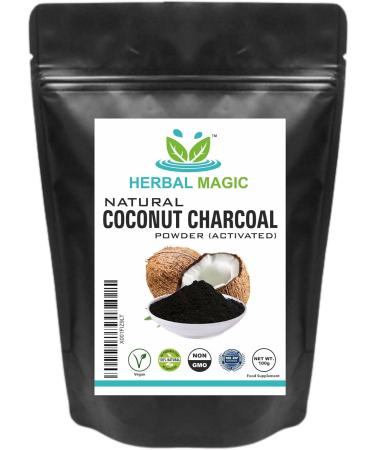 Herbal Magic Activated Coconut Charcoal Powder Food Grade Quality Excellent Detoxifying Cleansing Properties Naturally Supports Skin Body Care & Oral Care UKAS LAB TESTED IN THE UK-200g 200 g (Pack of 1)