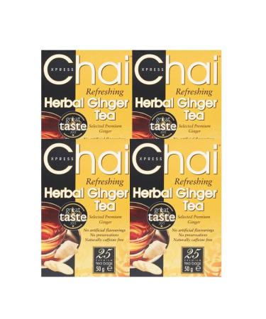 Chai | Express Ginger Tea 25Bag 50G |Warming soothing refreshing and reviving |Aids recovery from colds and sore throats | Indian Origin | Pack Of 4