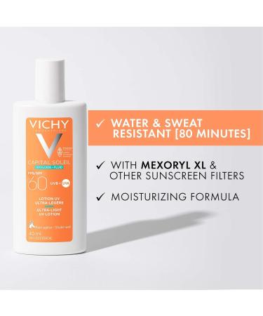 Vichy Face & Body Sunscreen Lotion Capital Soleil Broad Spectrum UVA & UVB Sun Protection Fragrance-Free Suitable for All Skin Types Dermatologist Recommended ULTRA LIGHT SPF 60 - Buy Online on GoSupps.com