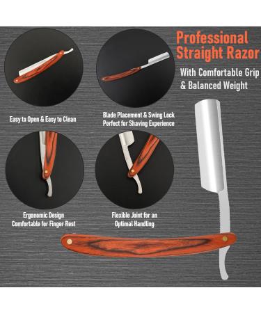Buy Premium Straight Razor with Strope - Professional Stainless Steel Shaving Razor for Men | Ideal for Home & Salon Grooming - NO.147 - Buy Online on GoSupps.com