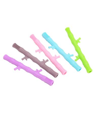 Baby Teething Toy - Food Grade Silicone Hollow Straw Design with Cleaning Brush - Buy Online on GoSupps.com