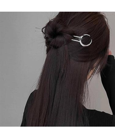 Yheakne Vintage Moon Hair Stick Pin - Silver U Shape Hair Fork for Women and Girls - Buy Online on GoSupps.com
