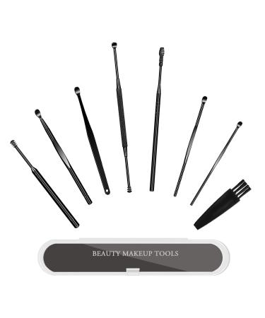 8PCS Professional Ear Pick Earwax Removal Kit by Maznyu Matte Black Ear Cleansing Tool Set  Ear Curette Ear Wax Remover Tool with Cleaning Brush and Storage Box