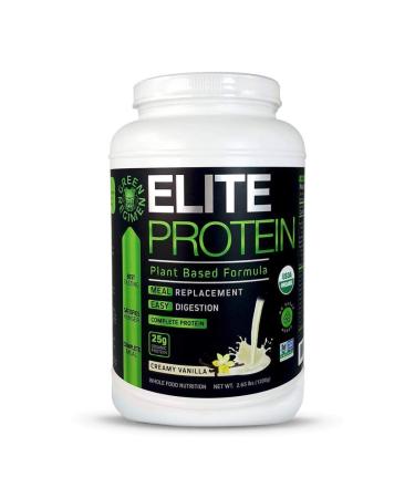 Elite Protein - Organic Plant Based Protein Powder, Vanilla, Pea and Hemp Protein, Muscle Recovery and Meal Replacement Protein Shake, USDA Organic, Non-GMO, Dairy-Free - Vegan - 30 Servings Vanilla 2.64 Pound (Pack of 1)
