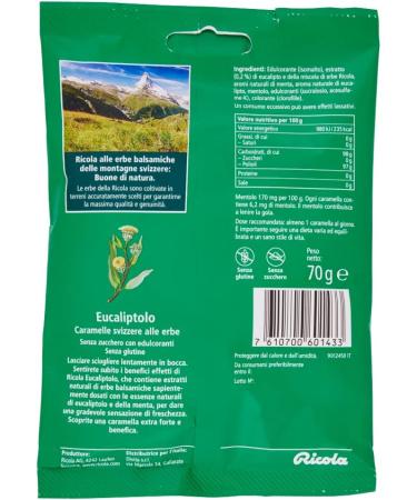 6 x Ricola Eucaliptolo Sugar Free Refreshing Eucalyptol & Menthol Candy 70g - Buy Online on GoSupps.com