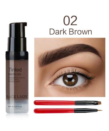 6 Colors Henna Eyebrow Gel Waterproof Tint Makeup Brush Set Brown Enhancer Eye Brow Dye Cream Make Up Paint Cosmetic 02 Dark Brown