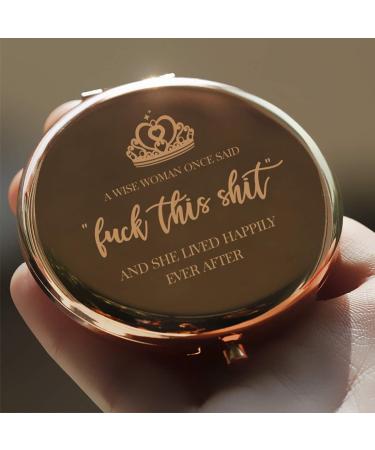 Blue Leaves Funny Makeup Mirror - Luck This Sht - Rose Gold Gift for Women | Birthday, Mother's Day, Retirement, Divorce - Buy Online on GoSupps.com