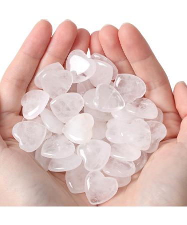 Xiannvxi 20pcs crystals heart stones mountain crystal clear quartz love palm bag bag stone natural healing stones gemstones Reiki crystal stone for healing e- clear quartz
