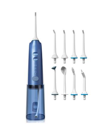 Water Flossers for Teeth, Cordless Water Flosser with 8 Jet Tips, Rechargeable Oral Irrigator Fast Charge 4 Hours Last 30 Days, IPX7 Waterproof with 3 Modes, Portable Water Tank 270ML for Travel, Home Blue