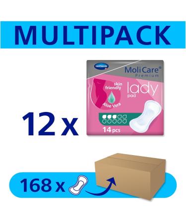 MoliCare Premium Lady Pads - Incontinence Pads for Women with Bladder Weakness | Aloe Vera 3 Drops | 168 Pieces - International Shipping - Buy Online on GoSupps.com