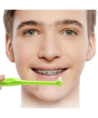 2pcs Interspace Soft Trim Single Tufted Wisdom Toothbrush Set for Detail Cleaning and Braces - Green and Blue - Buy Online on GoSupps.com