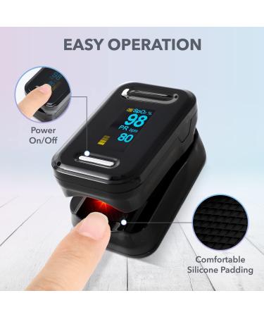 Blaux Finger Pulse Oximeter - Accurate Oxygen Monitor & Blood Oxygen Saturation Device | Digital Display for Home Use & Seniors | Battery-Powered Pulse Oximetry Monitoring - Buy Online on GoSupps.com