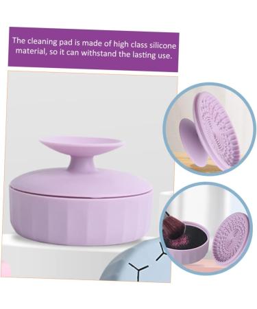 ifundom Makeup Brush Cleaning Box cosmetic brush bowl makeup brush cleaning pad silicone cleaner for makeup Brush Scrubber Mat silicone makeup mat cleaning supplies sponge Silica gel 7.9X5.25X4.9CM Violet - Buy Online on GoSupps.com