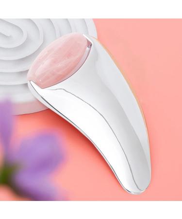 Metal Gua Sha Facial Roller - Beauty Tool for Women Enhances Cheekbones Neck Chin Eyes Forehead & Nose Silver Scraping Board + Rose Quartz Roller - Buy Online on GoSupps.com