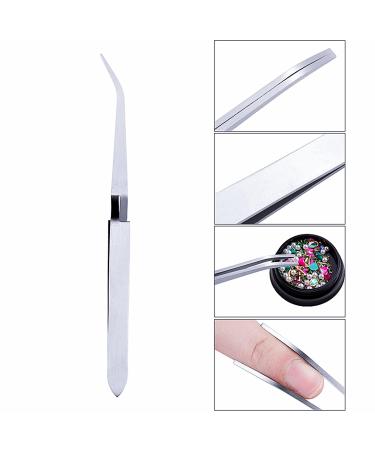 PKOUVOO Nail Professional Tools Acrylic UV Gel Tips Sculpture Tweezers Clip Pick-up Nail Art Multi-Functions Nail Pincher Tweezers Tool