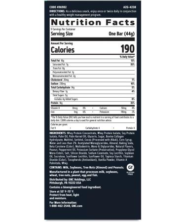 GNC Total Lean Layered Lean Bar - Chocolate Mint (9 Bars) | Healthy Snack for Weight Management - International Shipping Available - Buy Online on GoSupps.com